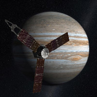 Artist rendering of Juno orbiting Jupiter (NASA)
