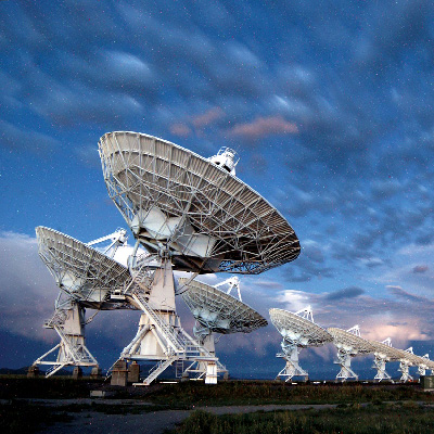 A subset of VLA’s 28 82-foot dish antennas. (National Radio Astronomy Observatory)