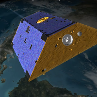 Artist concept of GRACE satellite in orbit (NASA)