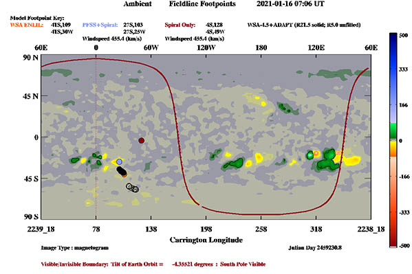 Connectivity map for the planets and PSP and STEREO from CCMC